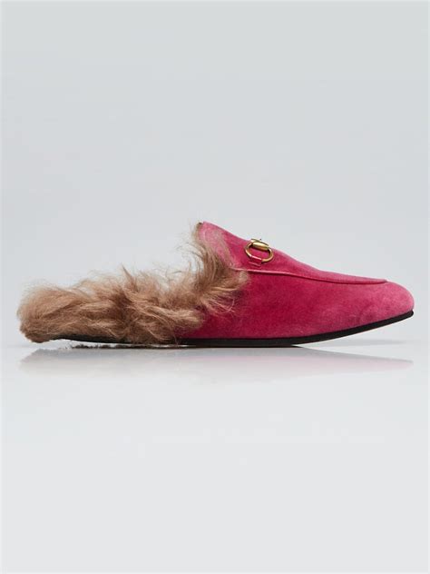 gucci pink fur loafers|Gucci fur loafers plaid.